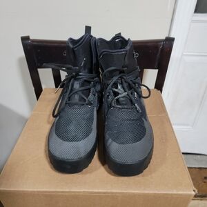 Men's Black and Gray Lace-Up Boots